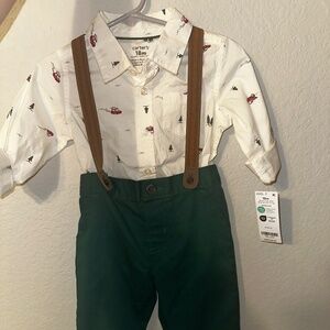Carter’s Christmas Train Suspender Outfit